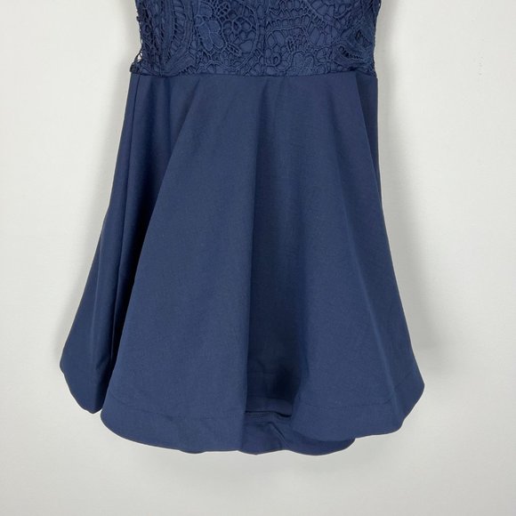 Xenia Boutique Womens Blue Lace Mini Dress Sleeveless V Neck Skater size 6 - Picture 7 of 14